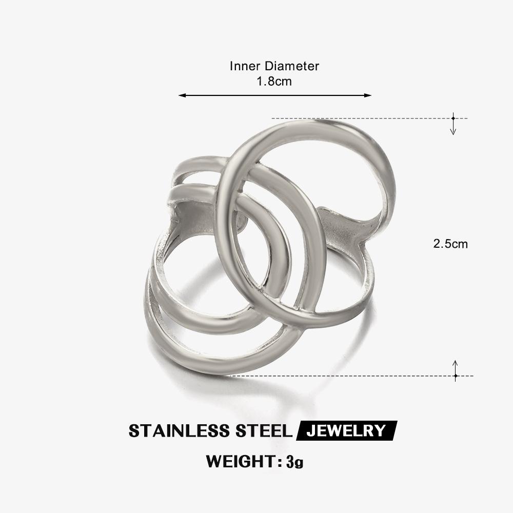 

Simple Personality Stainless Steel Geometric Lines Crossing Opening Rings for Women Fashion Party Daily Wear Jewelry Accessories resizable
