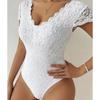 European and American Lace Trim Slimming Short Sleeve Bodysuit