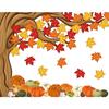 NBjiuyin 4Ft Big Tree Bulletin Board Set Fall Autmun Tree Bulletin Board Decoration with Maple Leaves Pumpk Cutouts for Classroom Home Chalkboard