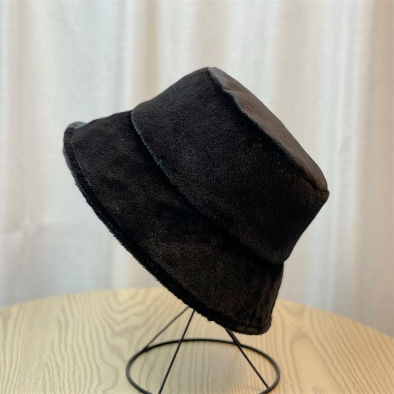 Plush Hat Women's Autumn and Winter Bucket Hat Thermal Basin Hat Top Hat Bucket Hat