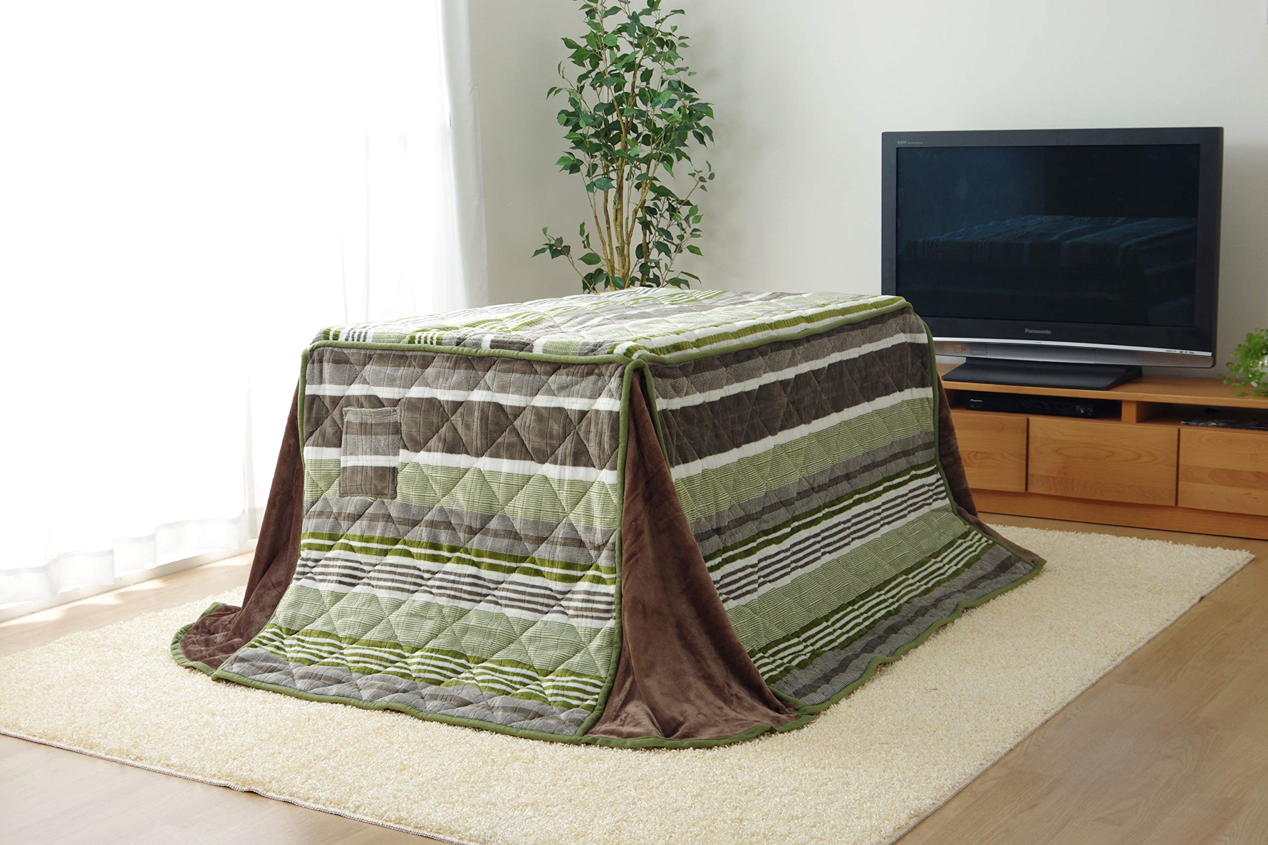 

IKEHIKO Высокий котацу одеяло, Квадратное, Игольчатое, Прибл.. 235 x 235 см, Зеленый, Бордюр #6823169