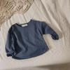 Frühling Herbst Einfarbig Kinderkleidung Kinder Casual Langarm Vielseitiges Loses Rundhalshemd