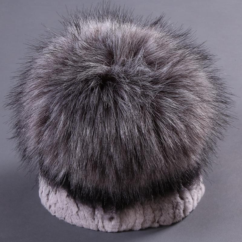 Women's Winter Korean Style Rex Rabbit Faux Fur Hat with Ear Protection