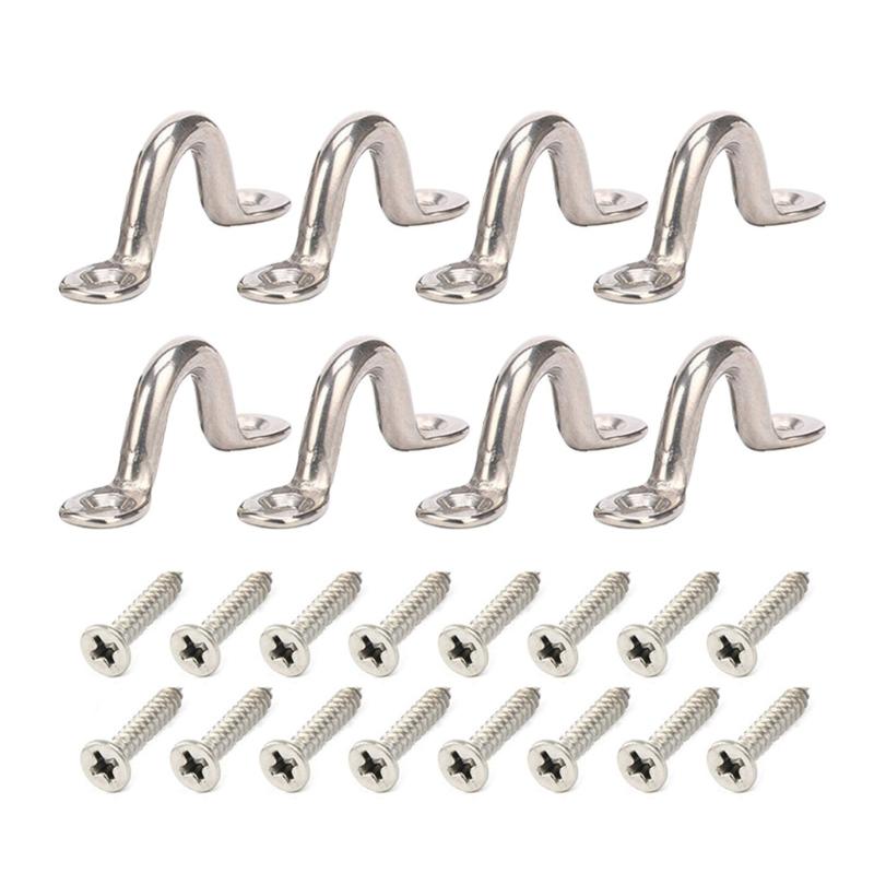

8pcs/10pcs Stainless Steel Tie Down Eye Straps Marine Boat Top Pad Eye Tie Down Anchors Point for Kayak Canoe Rigging