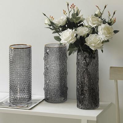 Rock Ice Patterned Glass Vase Flower Arrangement Ornaments Home Livingroom Tea Table Accessories Hotel Office Desktop Decoration