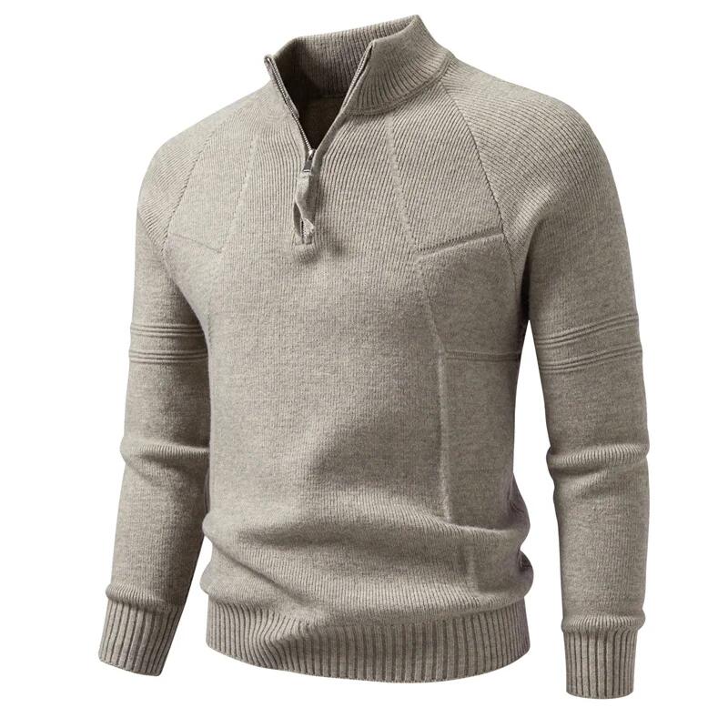 Autumn Winter Men's Stand Collar Knit Pullovers Fashion Warm Sweater Men Solid Color Casual Knitted Sweaters Fashion Knitwear