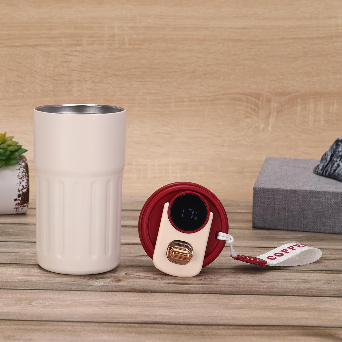 Simple 316 stainless steel coffee cup Smart temperature display sling Thermos cup Business school gift water cup 450ml