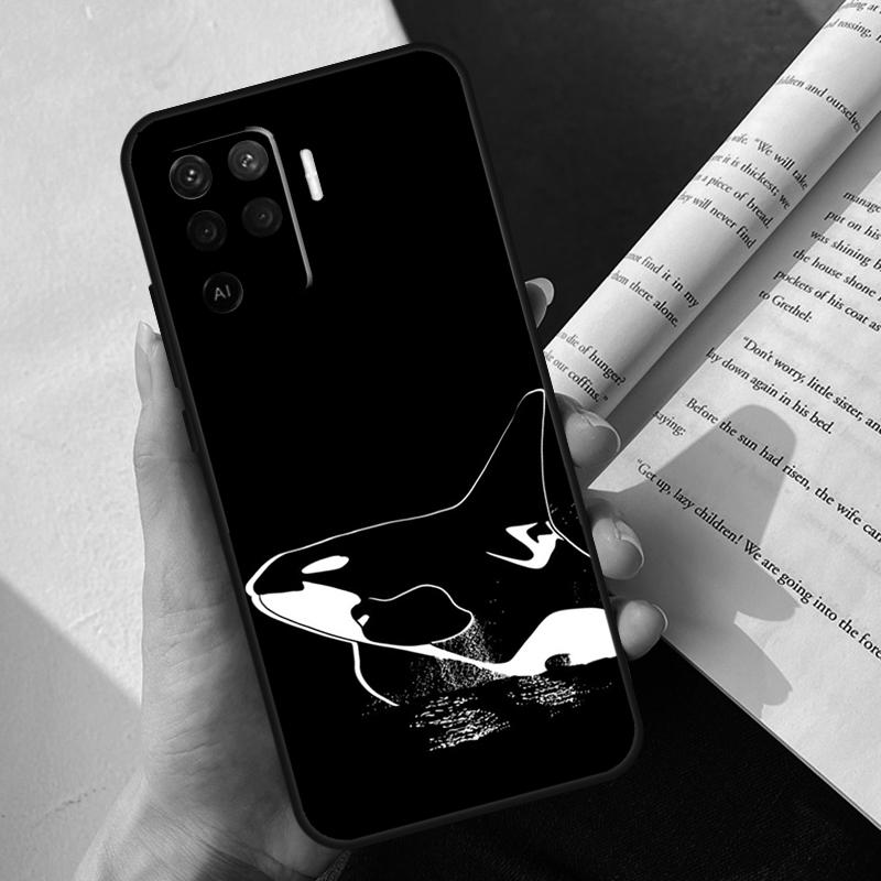 Süße Blaue Orca Hülle Für Oppo A58 A98 A78 A18 A38 A60 A80 A40 A77 A57 A17 A74 A54 A94 A96 A76 A16 A15 A5 Pro