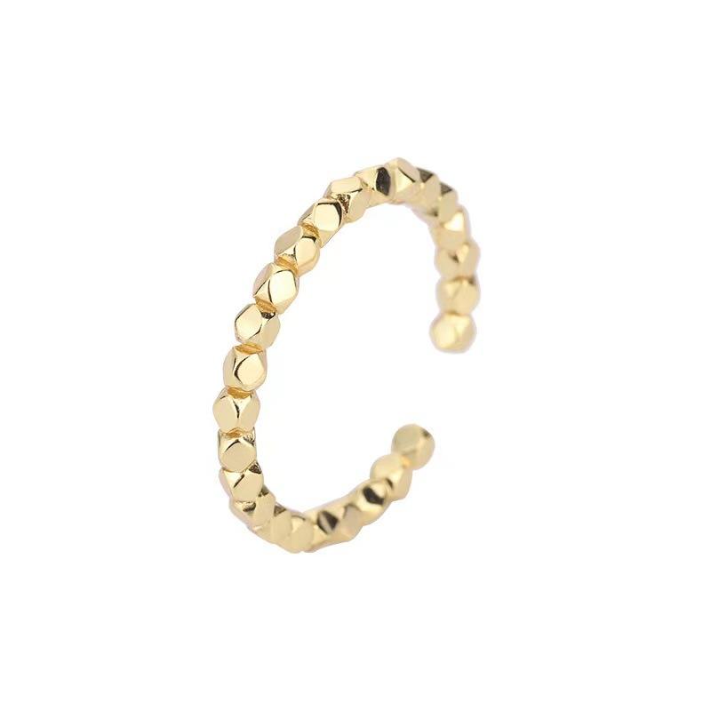 A Few Rings Women's Handmade Design Geometric Cutting Surface Rhombus Small Square Open Index Finger Ring