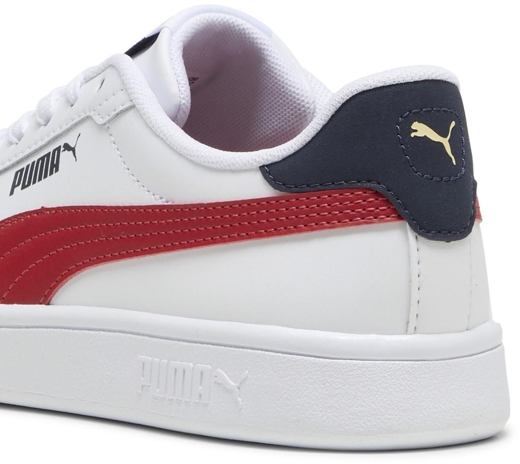 Кроссовки Puma Smash 3.0 L Leather Teenager белый/клубный красный/клубный темно-синий