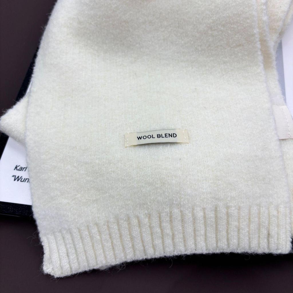 Damski dzianinowy szalik z mieszanki wełny - Jednolity kolor, Jesień/Zima, Styl koreański, Ciepła i wygodna ochrona szyi