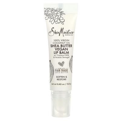 Shea Butter Vegan Lip Balm, with Coconut Milk and Gum Arabic, 100% Virgin Coconut Oil, 12.2 G (0.43 Oz)