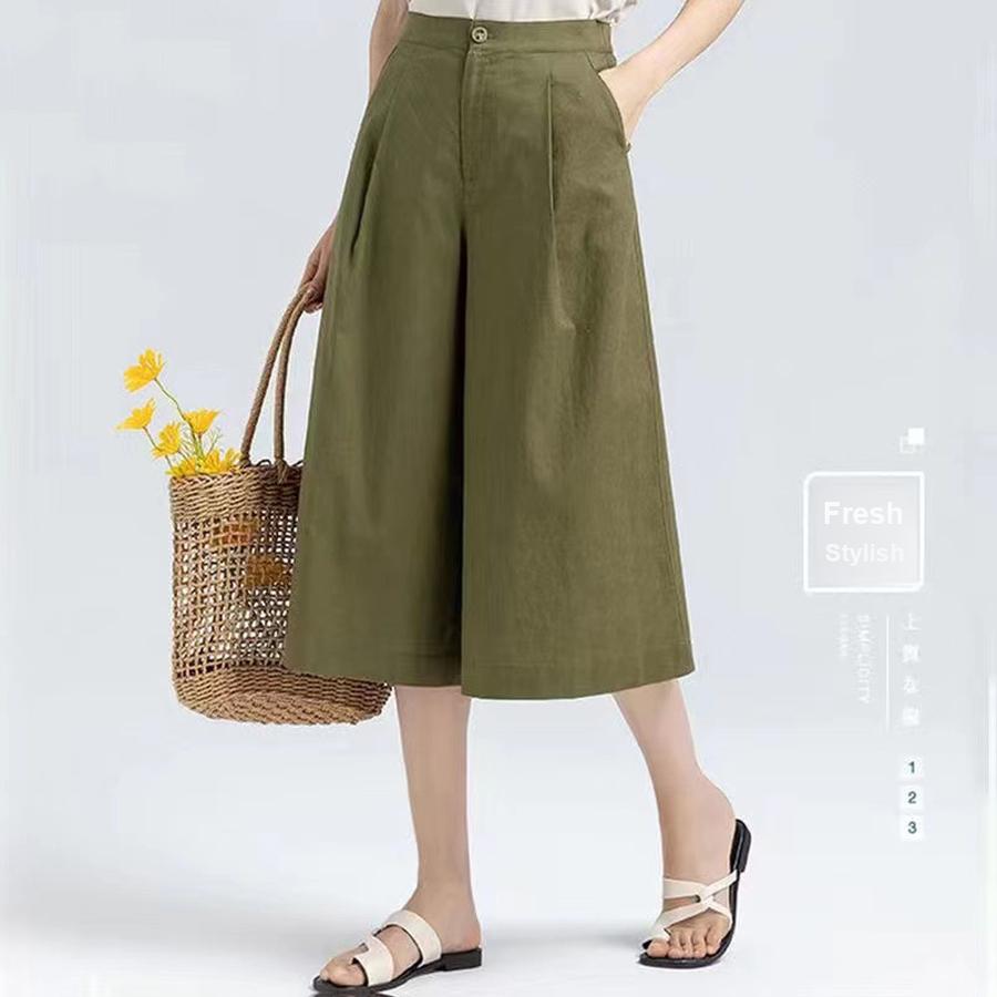 Wide Leg Cotton Linen Pants Women High Waist Spring Autumn New Style Loose Fit Slimming Breathable Plus Size Casual Straight Leg Pants