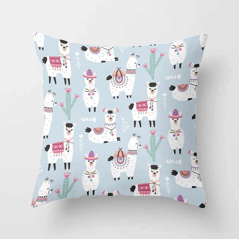Cartoon Alpaca Decorative Pillowcase Living Room Office Home Pillowcase Car Ornaments