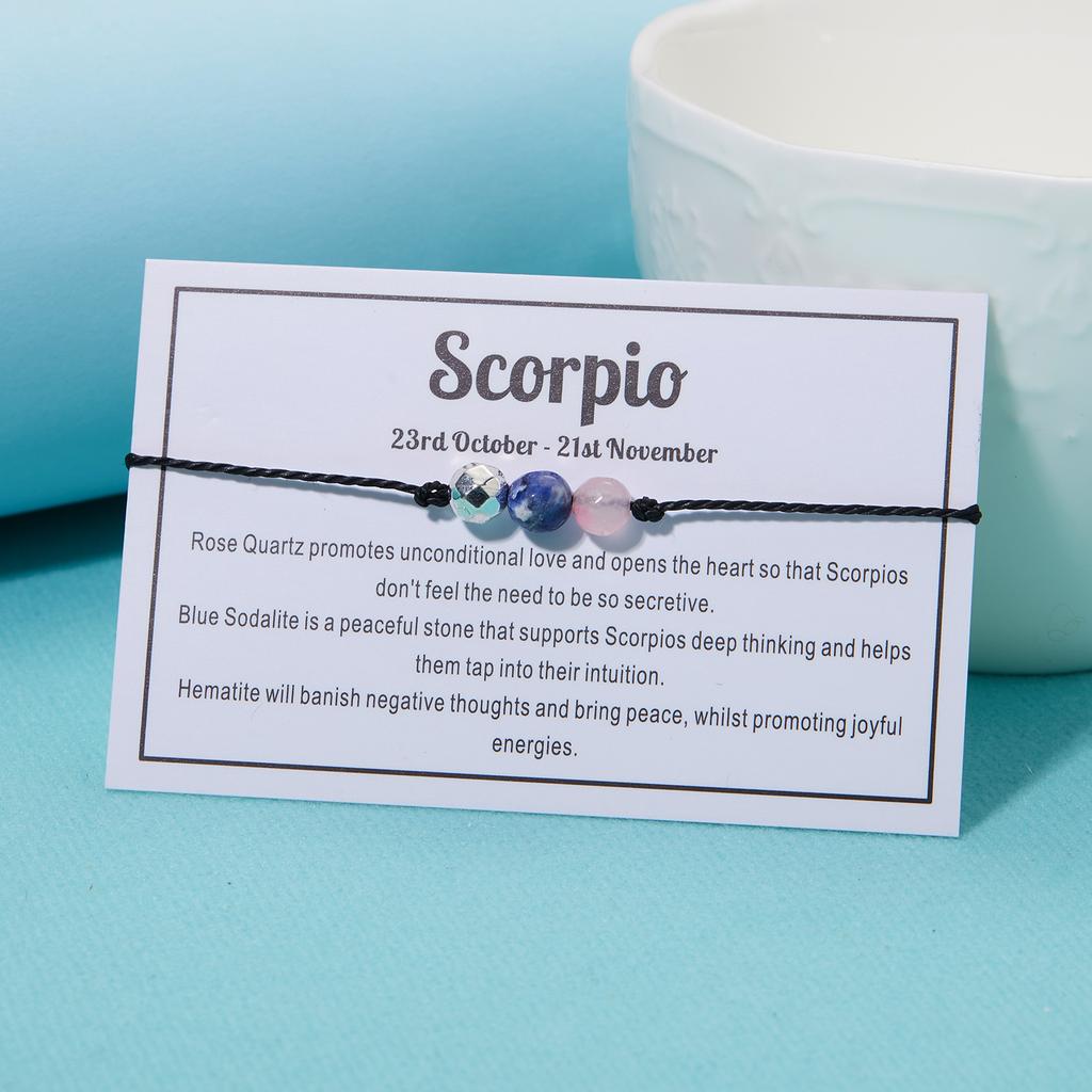12 Constellation Bracelet Crystal Beads Rope Chain Bracelets for Women Zodiac Sign Libra Aries Wish Card Birthday Jewelry Gifts