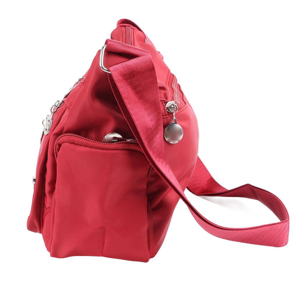 Women Waterproof Nylon Messenger Bag Fashionable Plain Color Large Capacity Shoulder Bag
