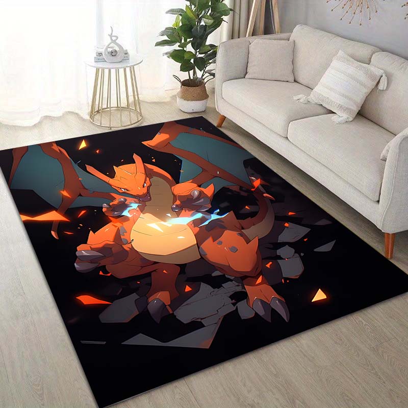 1PC Pokémon Charizard Dracaufeu Pikachu Printing Carpet for Living Room Bedroom Kid's Room Home Decor Area Rug Non-slip Mat