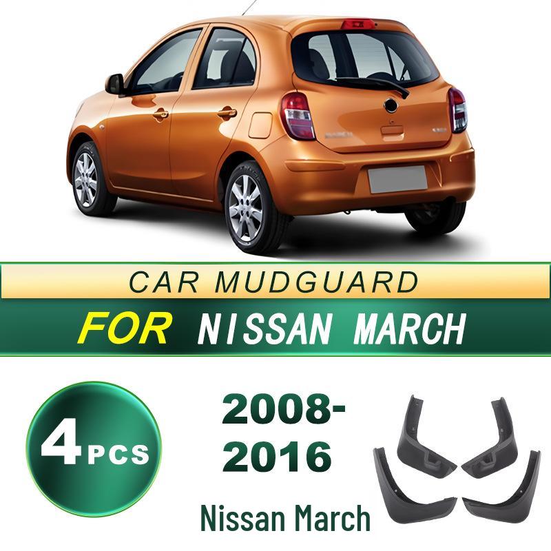 08-16 Nissan March Tire Mudguard Soft Rubber Mud Flap, No-Drill Installation