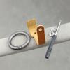 Men's Genuine Leather Car Keychain - Cowhide Creative Finger Ring Buckle with Leather Strap Pendant and Custom Spring Ring.