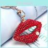 Stunning Rhinestone Red Lip Metal Keychain Adorable Fashionable Car Key Holder