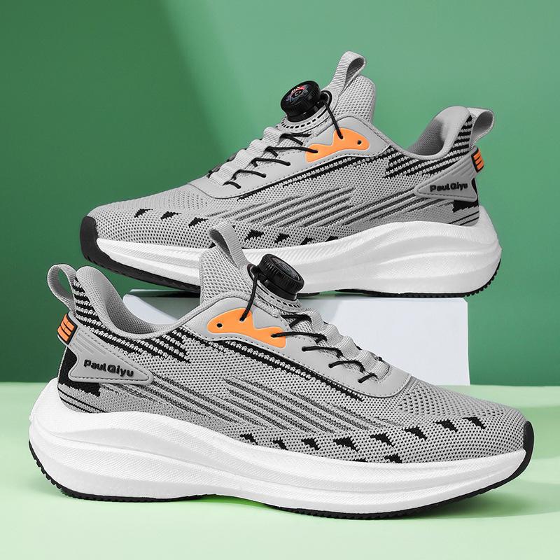 2024 New Rotating Buckle Flying Woven Mesh Casual Sports Running Men's Shoes Large Size Shoes Fashionable and Versatile Outdoor