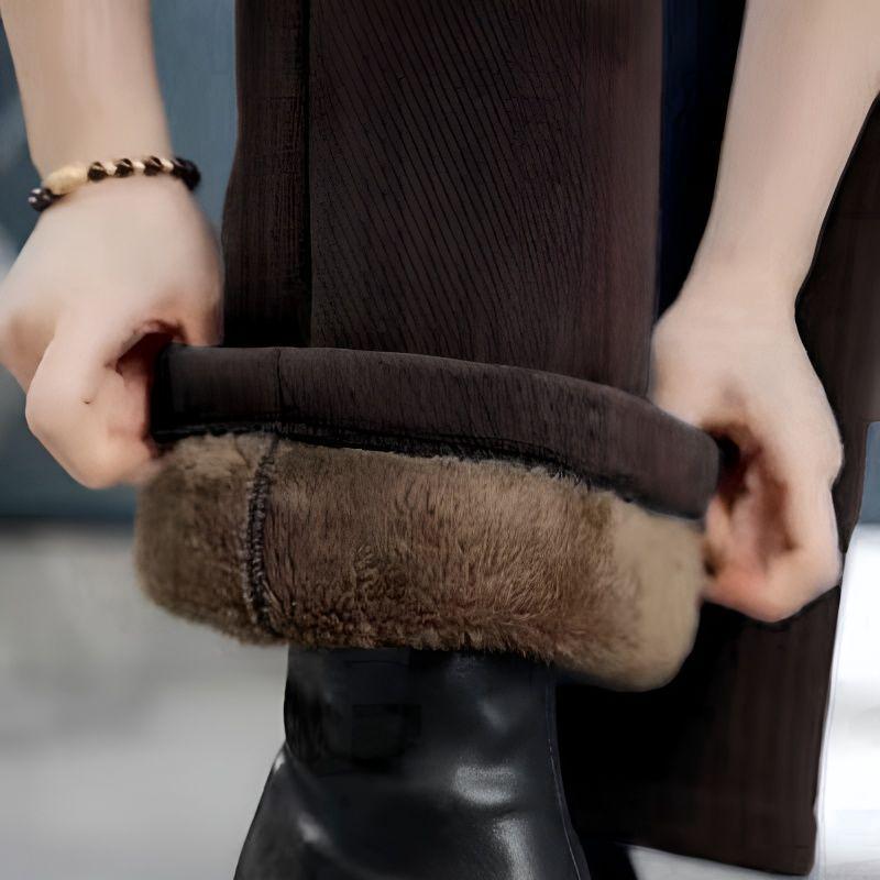 

Women s Velvet Lamb Wool Wide-Leg Pants - Thick, Warm Chenille, New 2025 Style, Slim, Straight-Leg Fit M (85-105 jin) серый