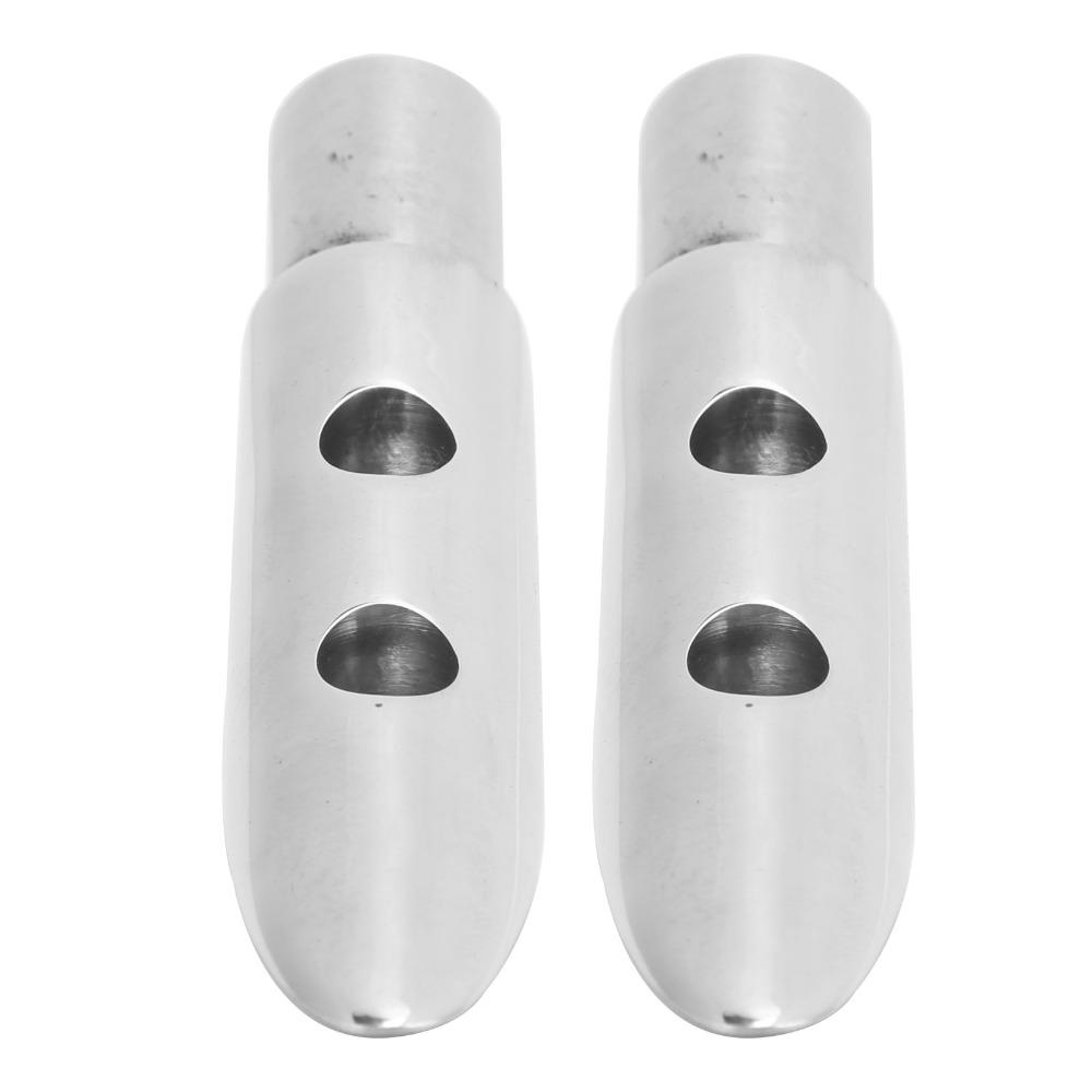 2pcs Set 7/8in Railing Mount Silver Boat Handrail Marine Accessory Ship Rail End  Watercraft