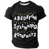 2025 New Fashion ABCD Alphabet Print Unisex Sport T Shirt Fashion Casual Crew Neck Short Sleeve Street Children Unisex Tee Y2k Tops