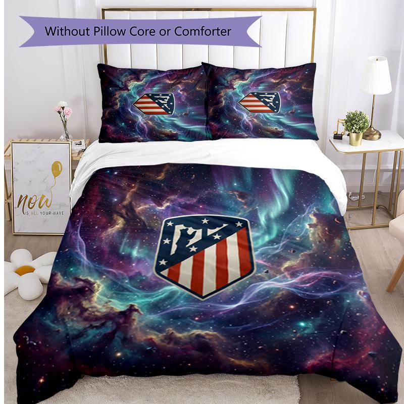 Set Biancheria da Letto 3 Pezzi con Stampa Atletico Madrid Morbido Delicato sulla Pelle Lavabile Copripiumino e Federe Set per Tutte le Stagioni Camera da Letto