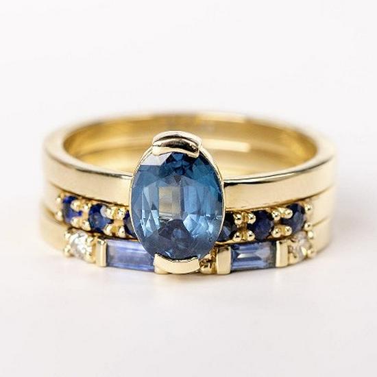 Sanjie Women's European & American Fashion Topaz Ring Set