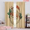 2pcs,2D Plane Printing Print Curtains Vibrant Santa Claus Head Polyester Woven (without Rod) All Seasons Ldeal for Various Room