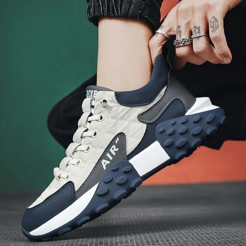 Pantofi sport casual pentru bărbați, pantofi de tenis, pantofi sport pentru bărbați, pantofi confortabili din piele, 2024, pantofi vulcanizați cu platformă cu talpă de cauciuc, Zapatos