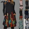 JPNTKY Fashion Autumn Winter Long Sleeve O-Neck Casual Dresses