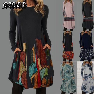 JPNTKY Mode Herbst Winter Langarm Rundhals Freizeitkleider