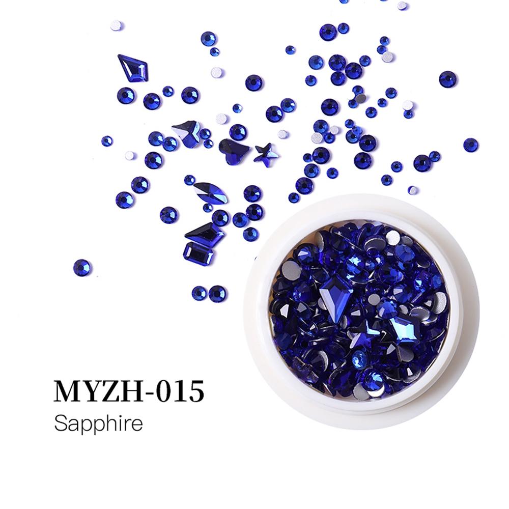 

1 горшок для дизайна ногтей, 3D смешанные стразы, 15 цветов, украшения для ногтей, подвески для маникюра, аксессуары с кристаллами с плоской задней частью, драгоценные камни для ногтей