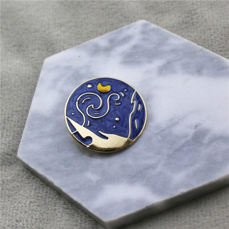 Vintage Handmade Shiny Sun Moon Brooches For Women Kids Starry Sky Cloud Enamel Brooch Milky Way Series Accessory Pins