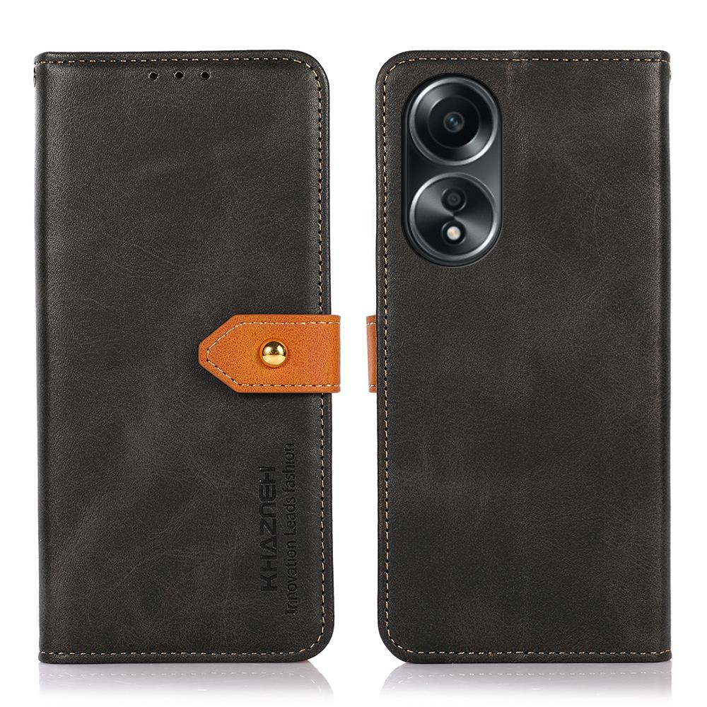 KHAZNEH For Oppo A58 5G Leather Wallet Phone Cover Foldable Stand Cowhide Texture Case