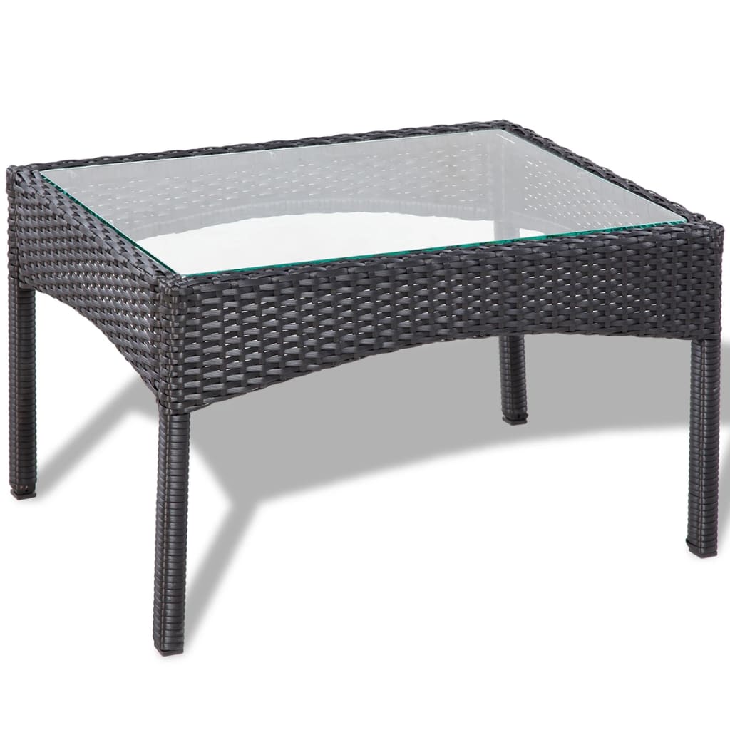 4 Piece Garden Lounge Set with Cushions Poly Rattan Black