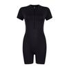 Women's Solid Color Zippered Open Necked Tight And Elastic Three Piece Jumpsuit Yoga Suit