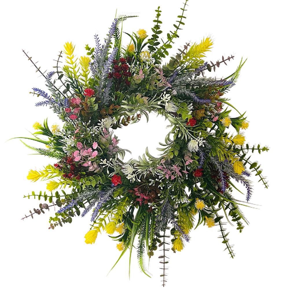 Spring Wildflowers Wreath for Front Door Dried Flower Artificial Wreath Hanging for Home Mall Wedding Decoration