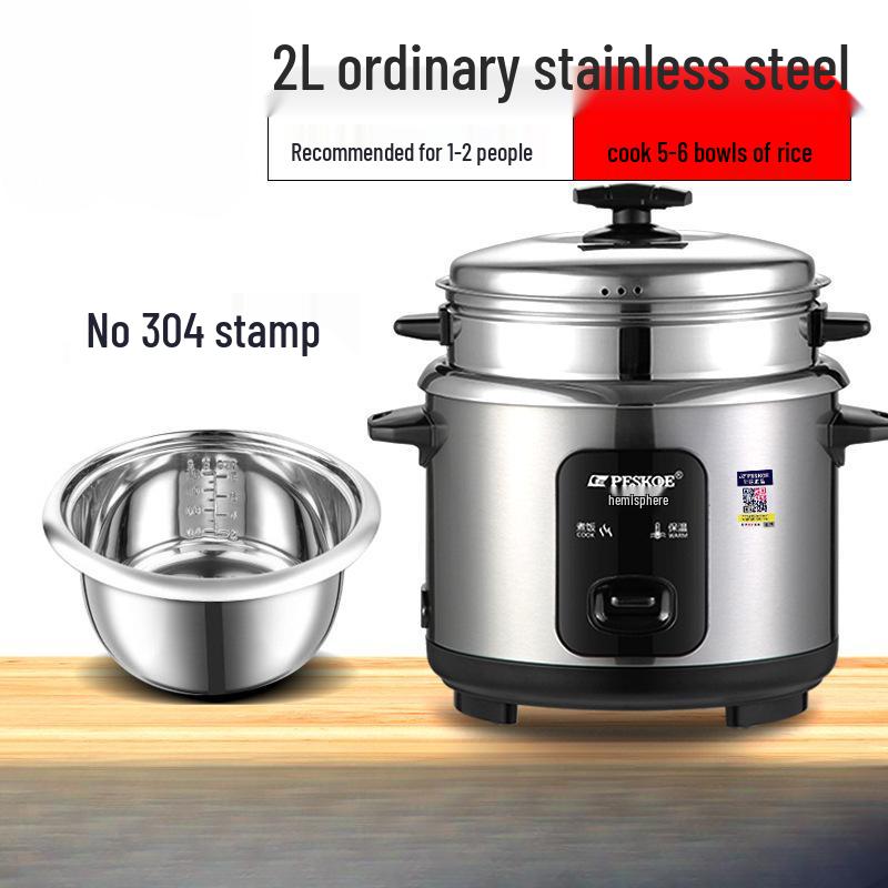 316 Stainless Steel Electric Rice Cooker, 5L Capacity, Ideal for 1-6 People - Cooks Porridge, Soup, and More
