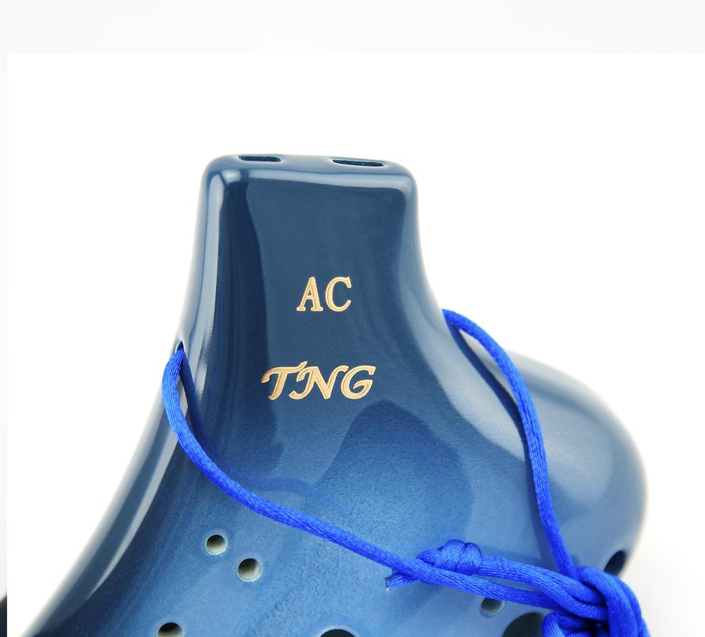 TNG Okarina Musikinstrument AC Mehrere Löcher Griffweise Okarina Keramikflöte Röhre Spielen Glasierte Oberfläche Blau [Doppel/Alt/Blau] Hochwertiger C-Ton
