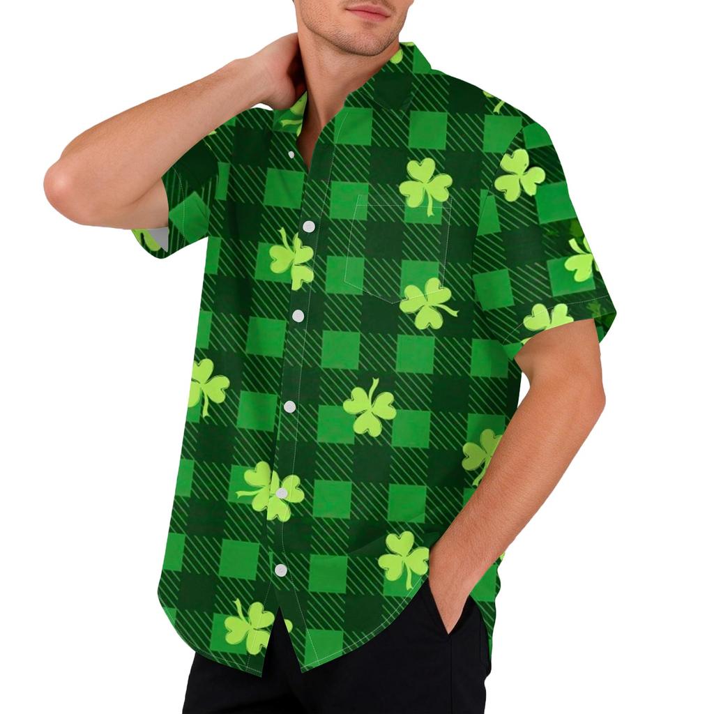 Men's loose and casual flag-print T-shirt, short sleeve shirt