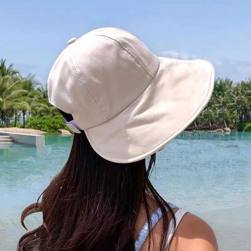 New Wide Brim Sun Hat Summer Sun Protection Bucket Hat Fisherman Hat Sun Cap UV Protection Hat Foldable Can Tie Ponytail Outdoor