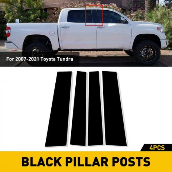 4Pcs Black Pillar Posts Door Cover For TOYOTA Tundra Crew Max Cab 2007- EOA