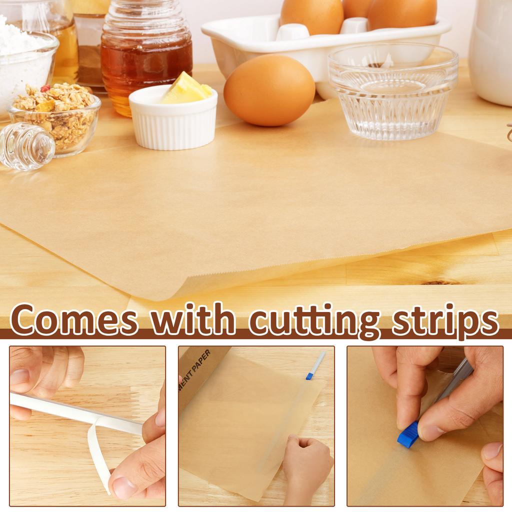 Parchment Paper Roll Double Sided Parchment Paper Baking Sheets Cuttable Bread Baking Liners for Oven Air Fryer Grilling Mat