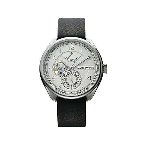 MASTER WORKS Quattro001 MW08SI-FDBKG8 Herren-Automatik-Uhr mit offenem Zifferblatt (Skelett), 41 mm, Lederarmband