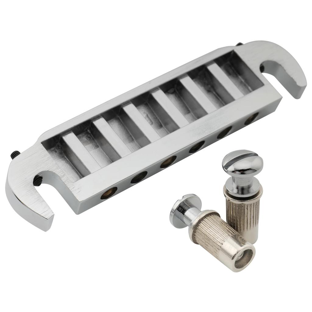 Wilkinson WOGT2 10.4mm Wraparound Bridge Tailpiece for USA Les Paul, Epiphone, and SG Electric Guitars, Chrome