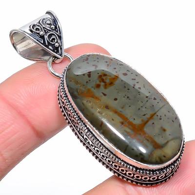 Natural Polychrome Gemstone Handmade 925 Sterling Silver Pendant 2.09" Q1T46