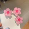 Grab  Clip Easy Pulling Up Cartoon Pink Flower Shaped Non-slip Hair Claw Clips